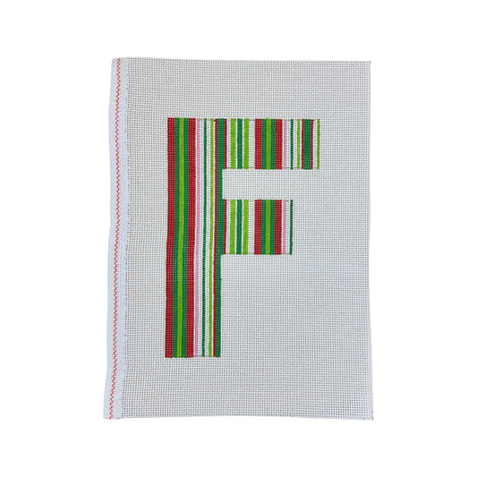 Striped Letter F Needlepoint Canvas