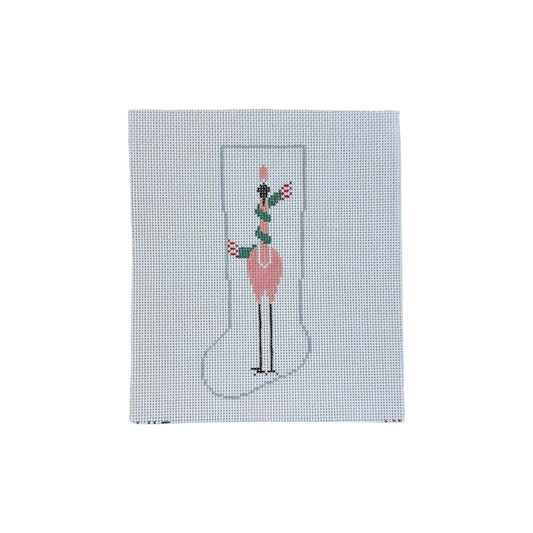 Flamingo Tiny Stocking Needlepoint Canvas