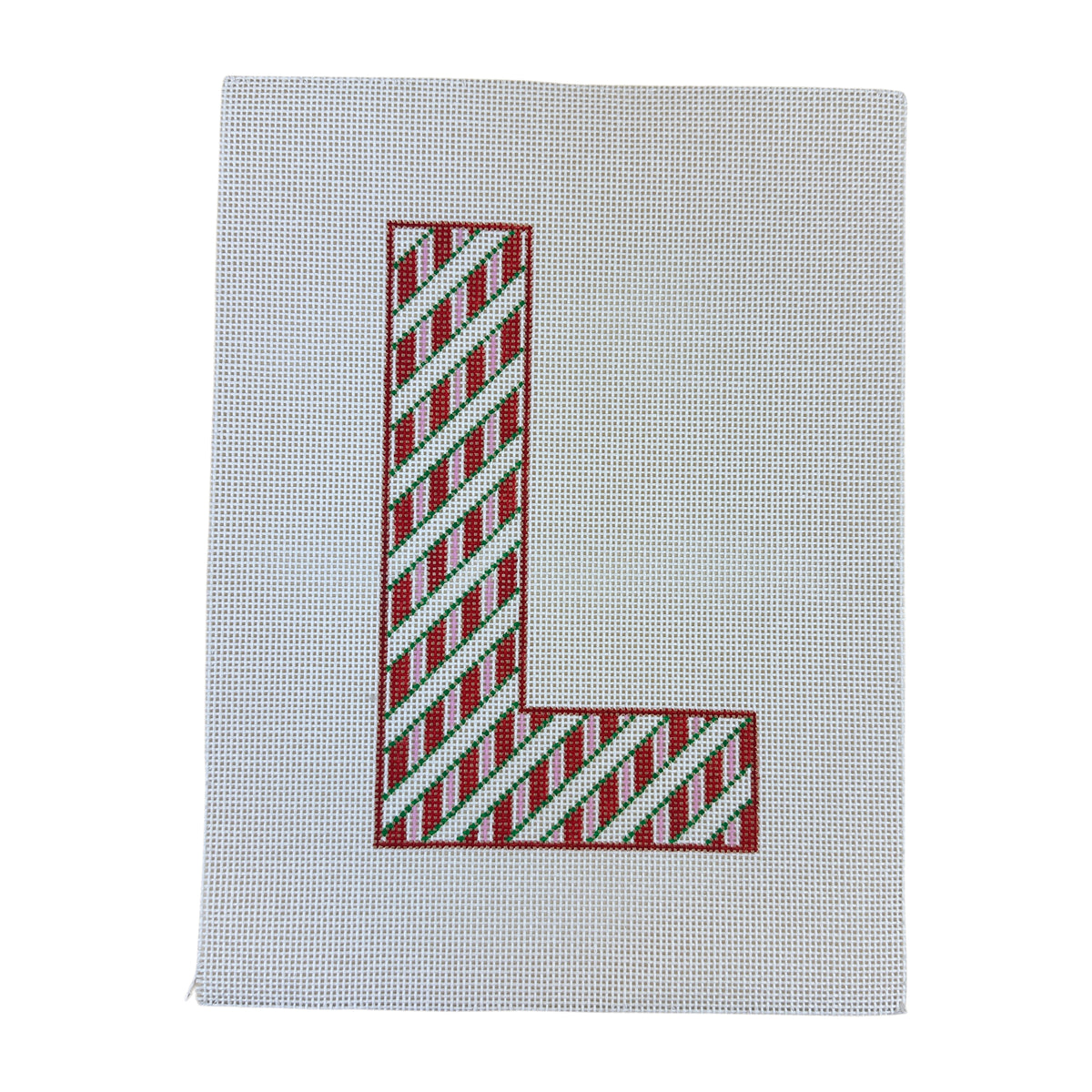 Candy Striped Letter L Needlepoint Canvas