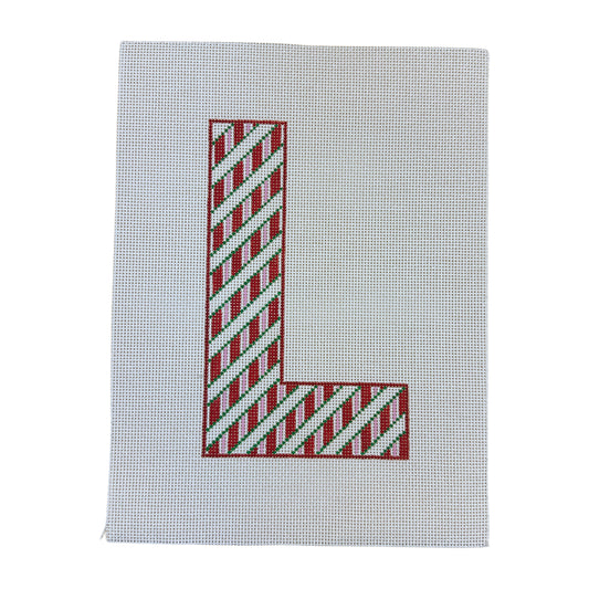 Candy Striped Letter L Needlepoint Canvas