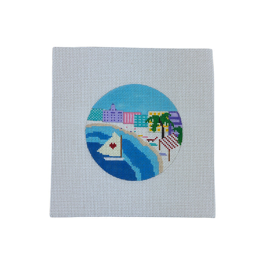 Beachside Scene Needlepoint Canvas