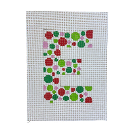 Polka Dot Letter E Needlepoint Canvas