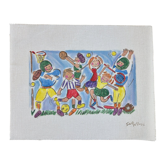 Sally Huss Sporty Kids Needlepoint Canvas