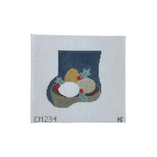 Kathy Schenkel Designs Eggs in Nest Mini Stocking Needlepoint Canvas