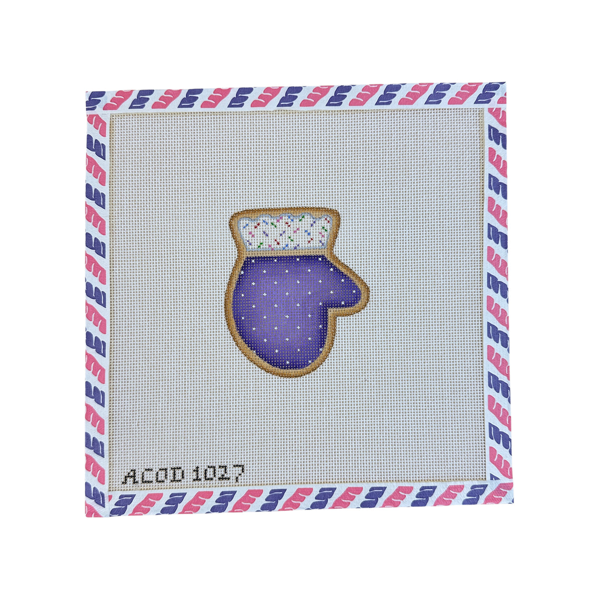 A Collection of Designs Needlepoint Company Mitten Cookie Needlepoint Canvas - Purple