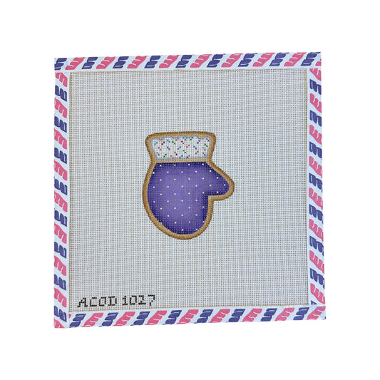 A Collection of Designs Needlepoint Company Mitten Cookie Needlepoint Canvas - Purple