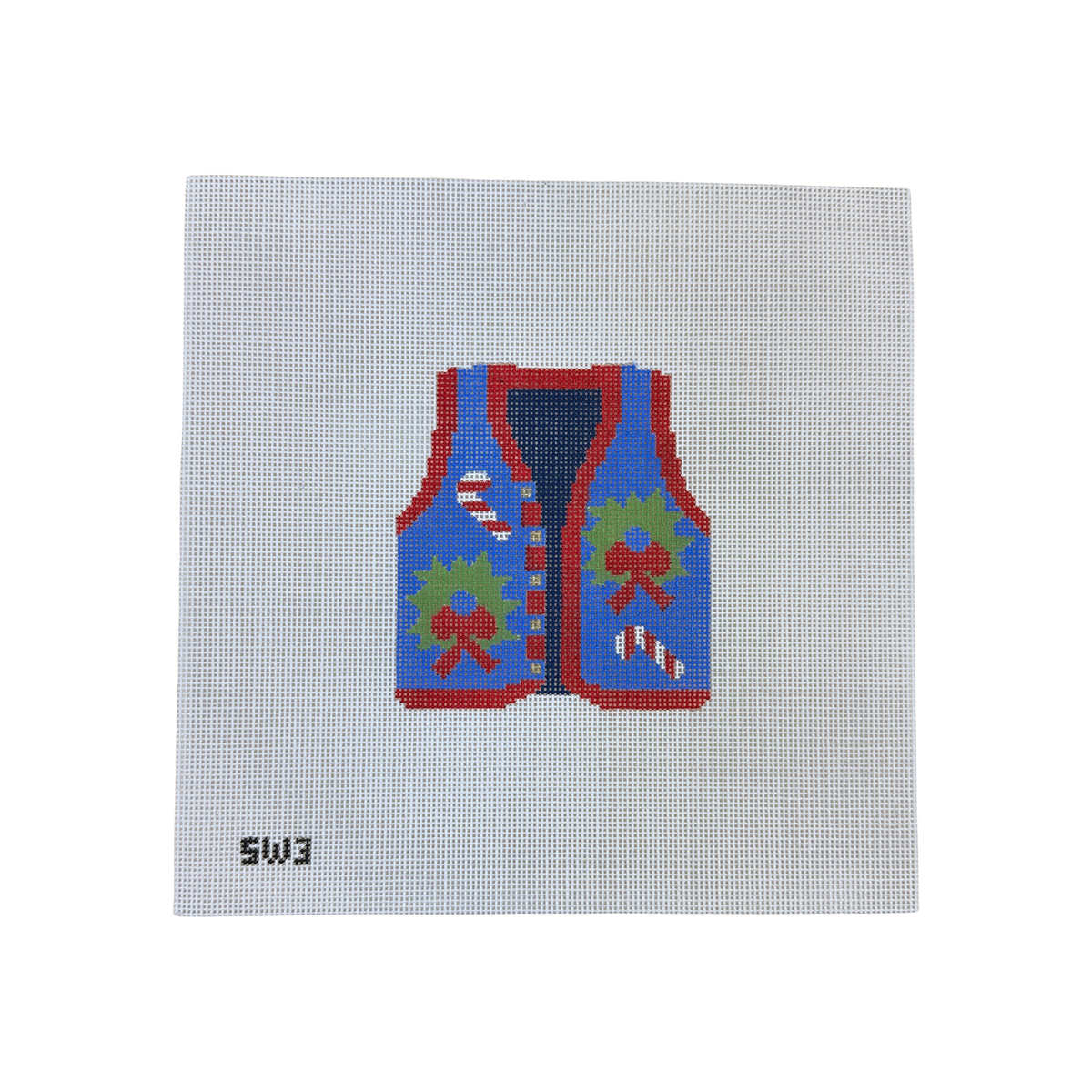 The Collection Designs Tacky Sweater Candy Cane Vest Needlepoint Canvas