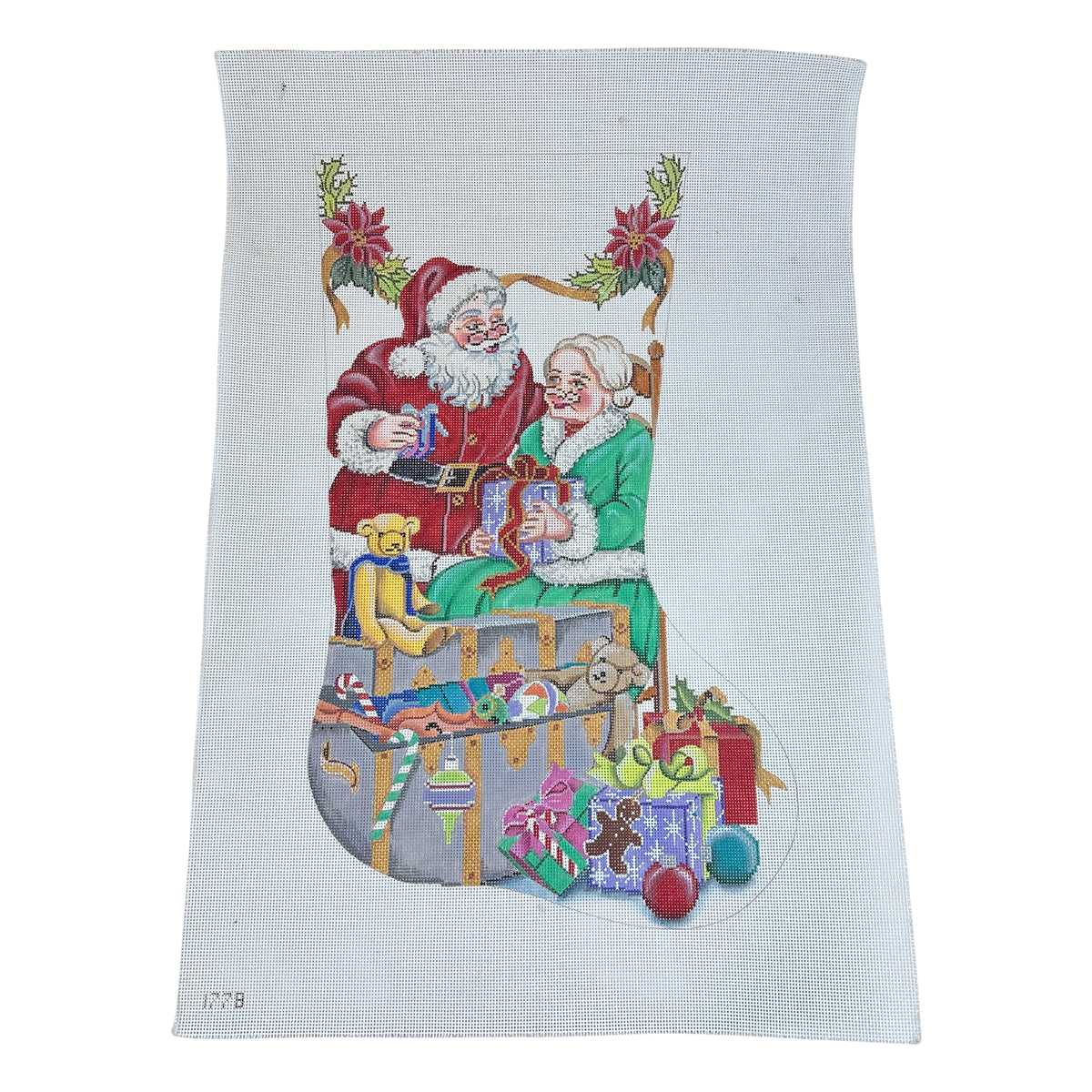 Santa and Mrs Claus Stocking Needlepoint Canvas