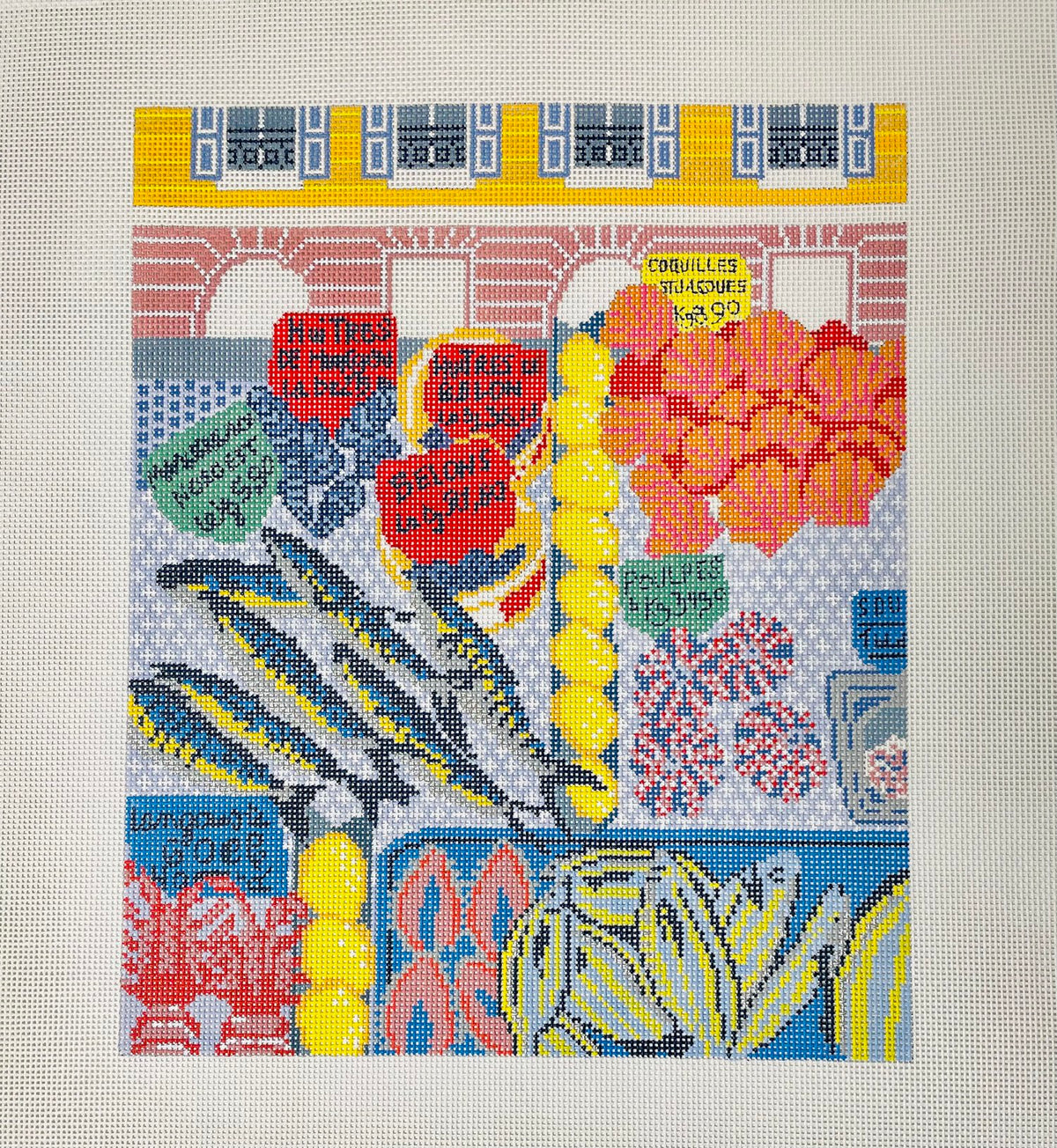 Anne Fisher Designs Fish Market Needlepoint Canvas