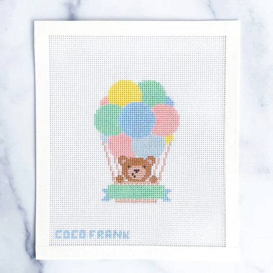 Coco Frank Hot Air Balloon Bear Needlepoint Canvas