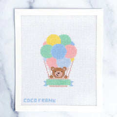 Coco Frank Hot Air Balloon Bear Needlepoint Canvas