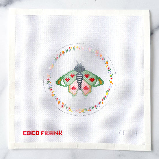 Coco Frank Love Bug - Moth Needlepoint Canvas