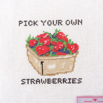 Alice & Blue Pick Your Own Strawberries Needlepoint Canvas