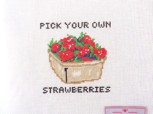 Alice & Blue Pick Your Own Strawberries Needlepoint Canvas