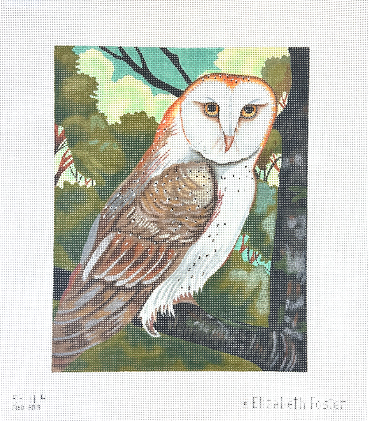 Melissa Shirley Designs Elizabeth Foster Owl Needlepoint Canvas