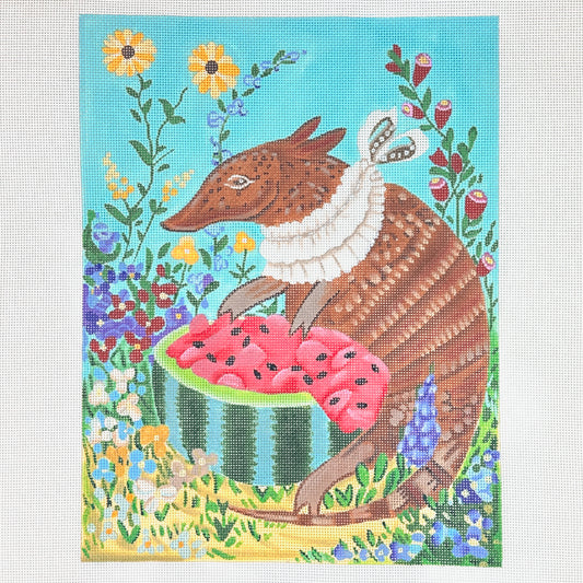 Melissa Shirley Designs John Johannsen Armadillo Watermelon Needlepoint Canvas