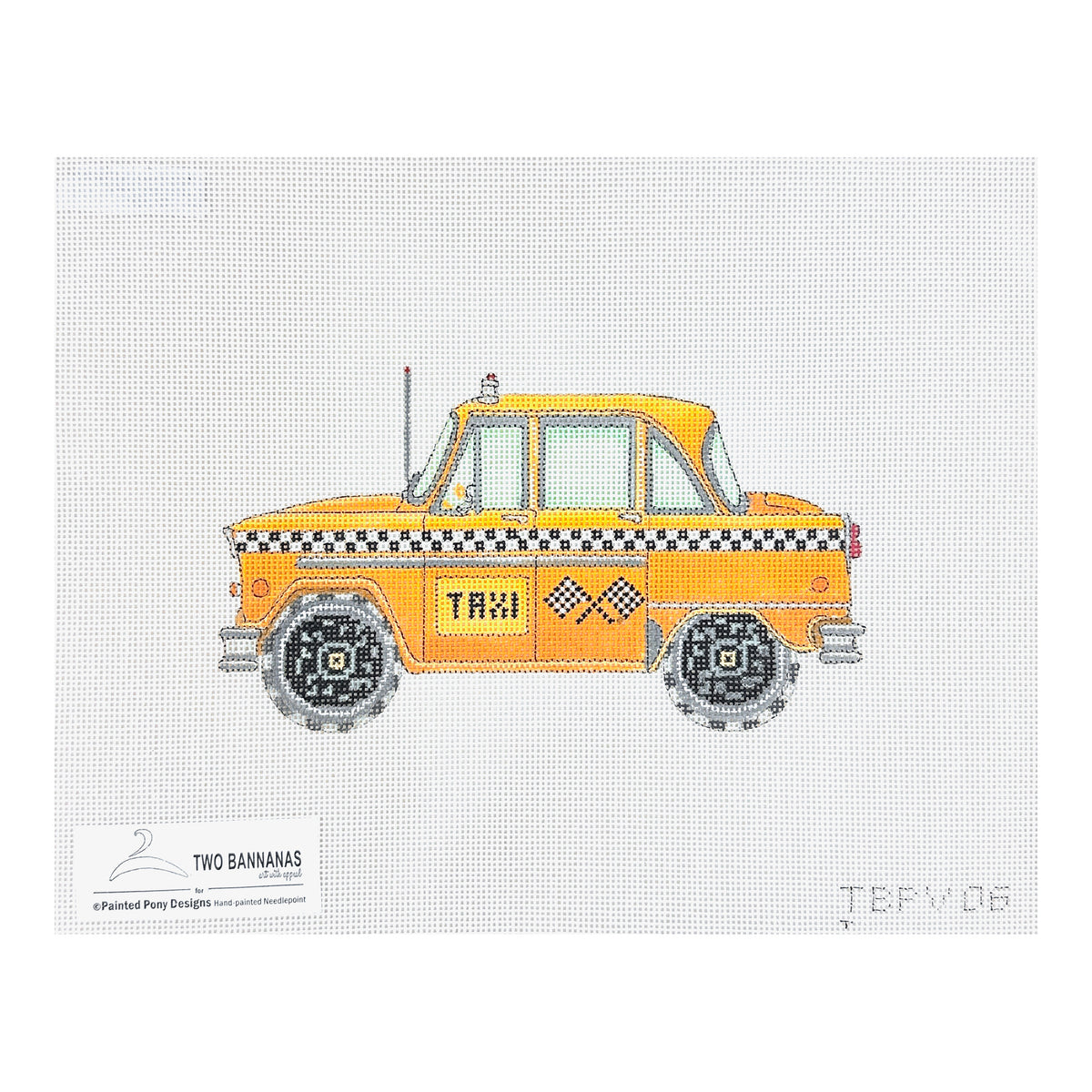 Painted Pony Designs Two Bananas Yellow Taxi Needlepoint Canvas