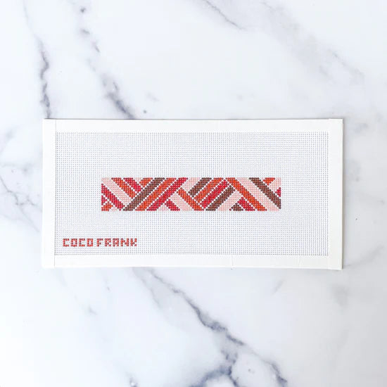 Coco Frank Diagonals Keychain Warm Neutral Needlepoint Canvas