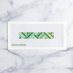 Coco Frank Diagonals Keychain Green Needlepoint Canvas