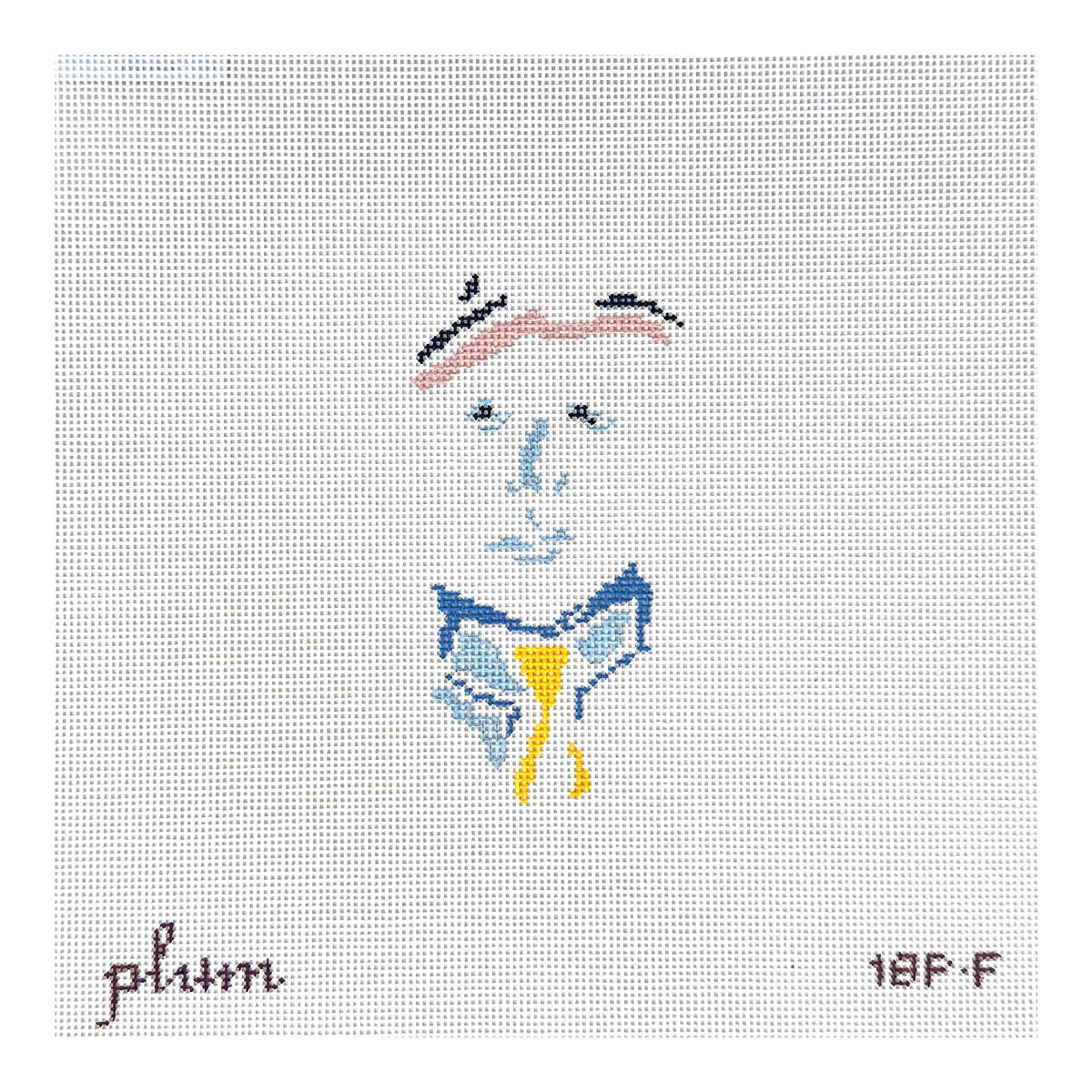 The Plum Stitchery Petite Face Yellow Tie Needlepoint Canvas