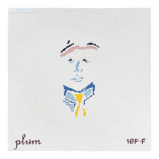 The Plum Stitchery Petite Face - Yellow Tie Needlepoint Canvas