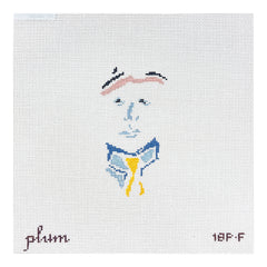 The Plum Stitchery Petite Face Yellow Tie Needlepoint Canvas