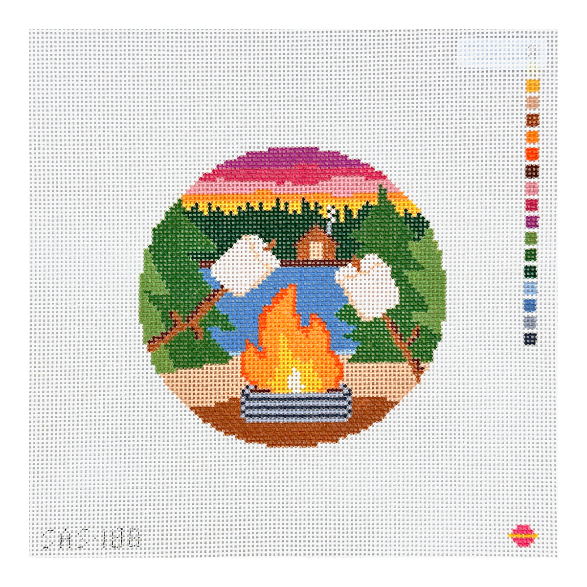 Saturnalia Stitching S'mores on the Lake Needlepoint Canvas
