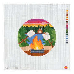 Saturnalia Stitching S'mores on the Lake Needlepoint Canvas