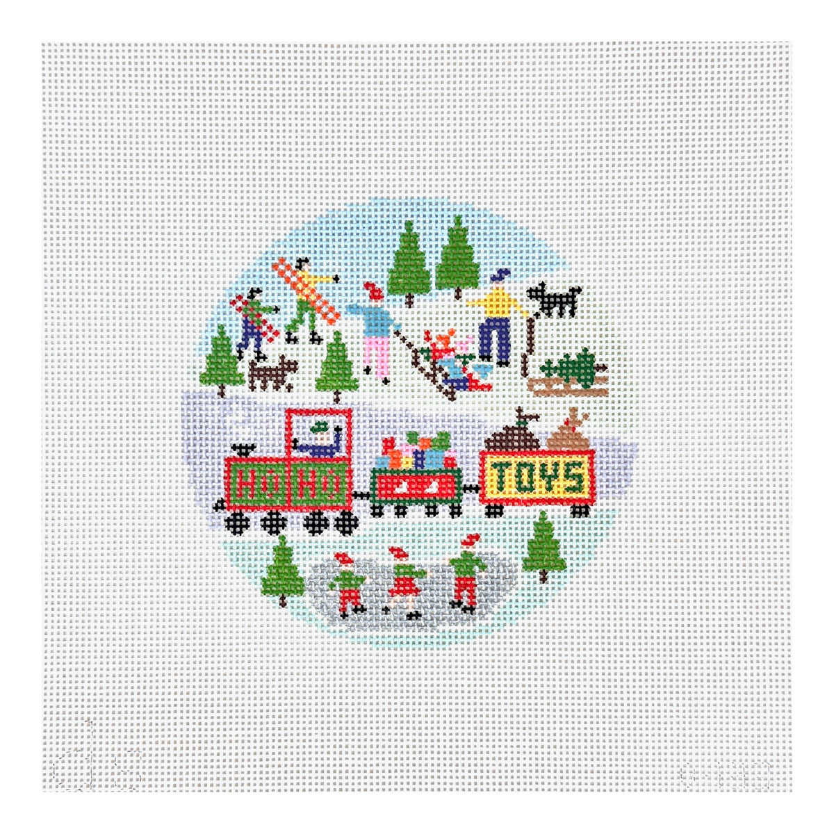 Doolittle Stitchery Xmas Toys Round Needlepoint Canvas