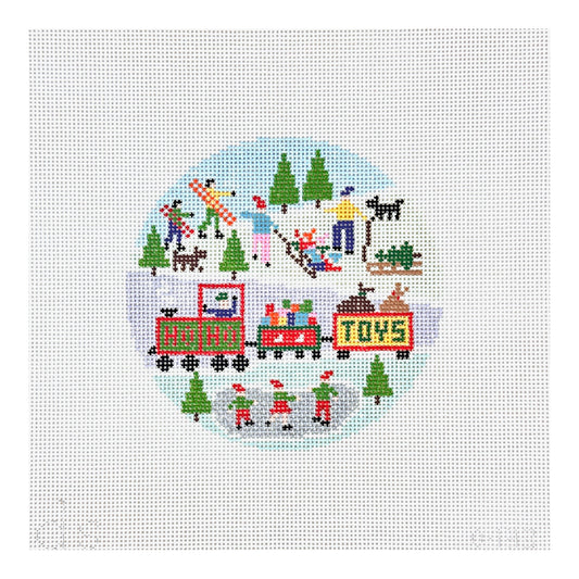 Doolittle Stitchery Xmas Toys Round Needlepoint Canvas