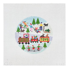Doolittle Stitchery Xmas Toys Round Needlepoint Canvas