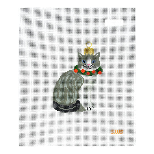 Stitching with Stacey Cat Ornament Needlepoint Canvas