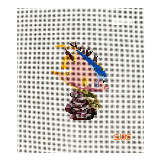 Stitching with Stacey Pink Coral Fish Needlepoint Canvas