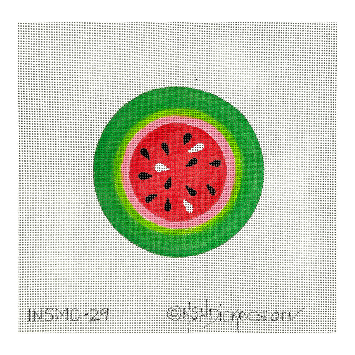 Kate Dickerson Needlepoint Collections Round Watermelon Needlepoint Canvas