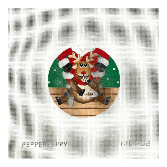 Pepperberry Designs Cookie Eating Reindeer Needlepoint Canvas