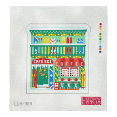 Lucky Lotus Needlepoint  Christmas Village  Ski Coffee Shop Needlepoint Canvas