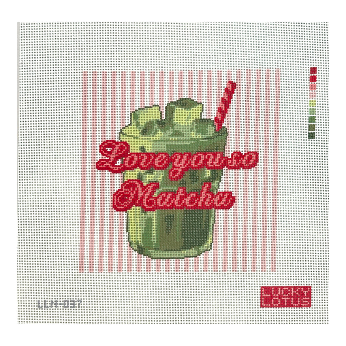 Lucky Lotus Needlepoint Love You So Matcha Needlepoint Canvas