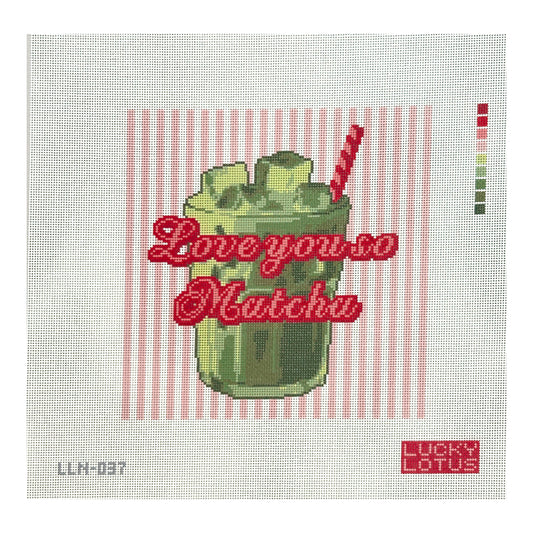 Lucky Lotus Needlepoint Love You So Matcha Needlepoint Canvas