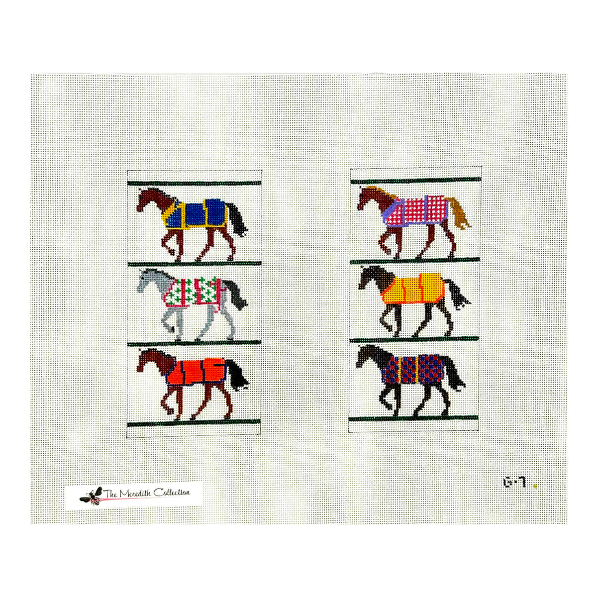 The Meredith Collection Horse Blankets Eye Glass Case Needlepoint Canvas
