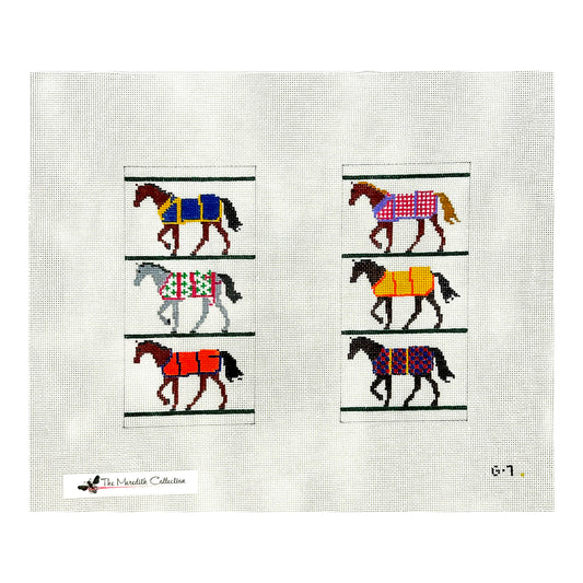 The Meredith Collection Horse Blankets Eye Glass Case Needlepoint Canvas