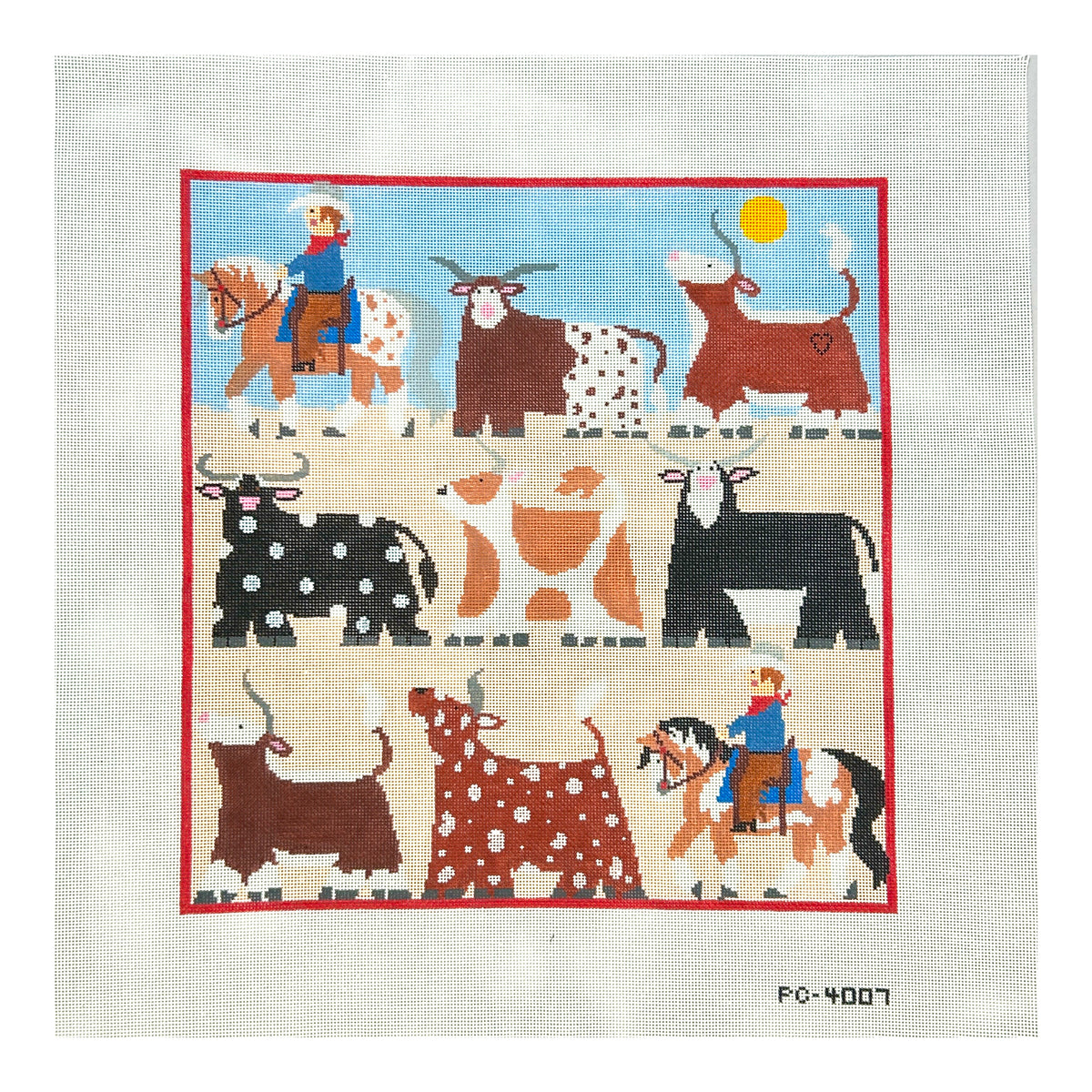 The Meredith Collection Treglown Designs Cattle Drive Needlepoint Canvas