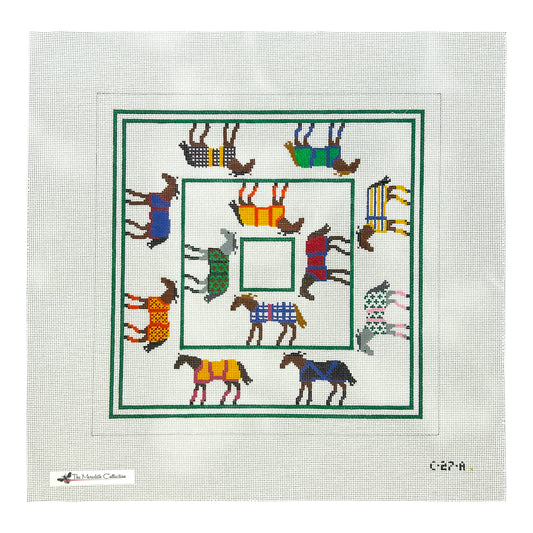 The Meredith Collection Horse Blanket #2 Patchwork Needlepoint Canvas