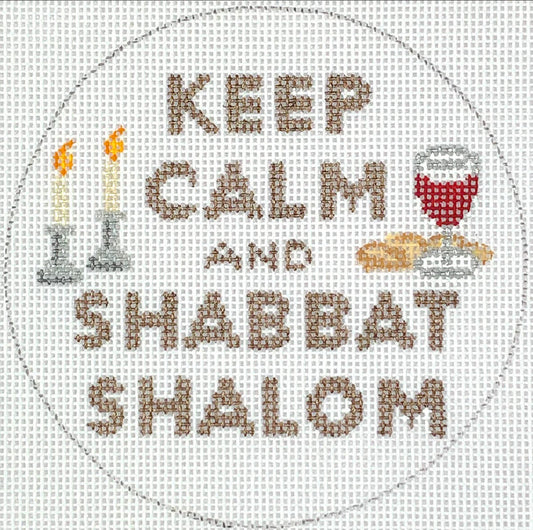 Kate Dickerson Needlepoint Collections Keep Calm and Shabbat Shalom Needlepoint Canvas