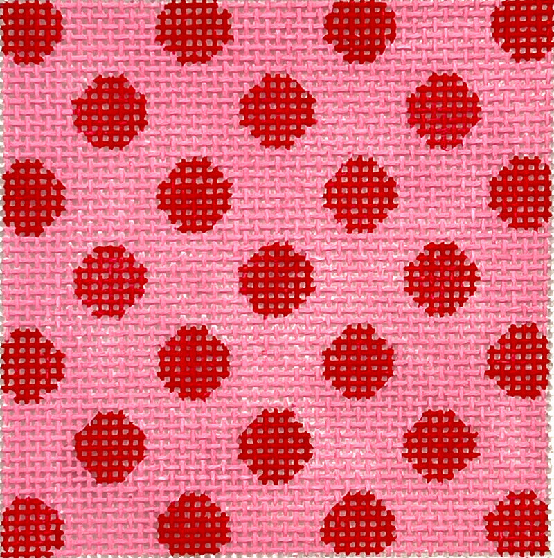 Kate Dickerson Needlepoint Collections Insert Polka Dots Red on Pink with Turquoise Letter Specify Letter Blank Needlepoint Canvas