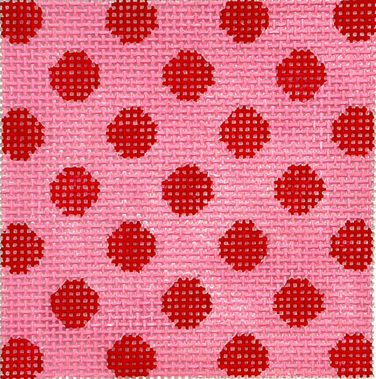 Kate Dickerson Needlepoint Collections Insert Polka Dots Red on Pink with Turquoise Letter Specify Letter Blank Needlepoint Canvas