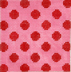 Kate Dickerson Needlepoint Collections Insert Polka Dots Red on Pink with Turquoise Letter Specify Letter Blank Needlepoint Canvas