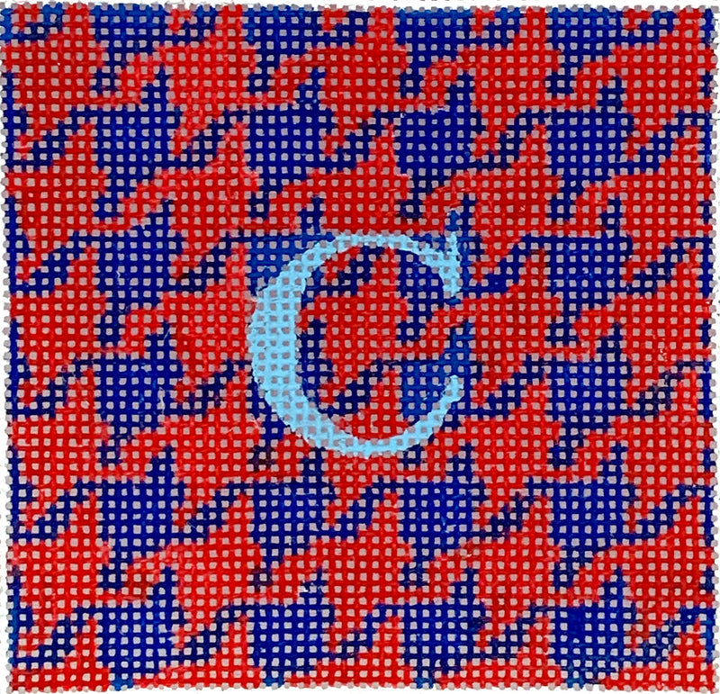 Kate Dickerson Needlepoint Collections Insert Houndstooth Navy and Red Needlepoint Canvas
