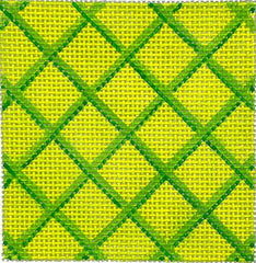 Kate Dickerson Needlepoint Collections Insert Lattice Greens on Lime with Hot Pink Letter Specify Letter Or Blank Needlepoint Canvas