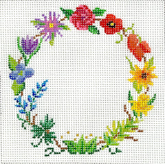 Kate Dickerson Needlepoint Collections Insert Wildflower Wreath Needlepoint Canvas