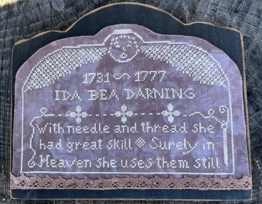 Running With Needles & Scissors May Thy Needles Rest in Peace #3 Ida Bea Darning Cross Stitch Pattern